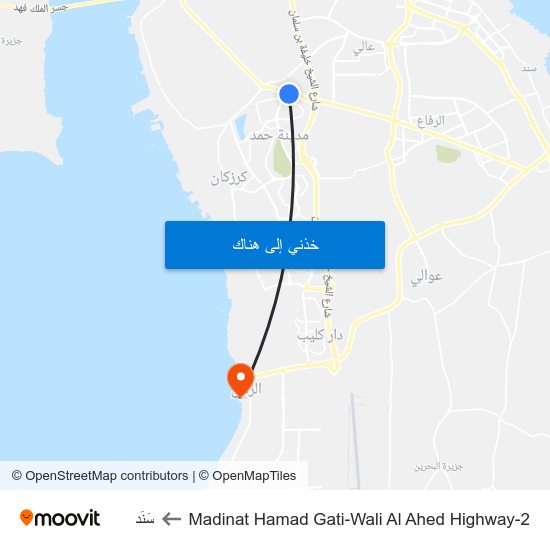 Madinat Hamad Gati-Wali Al Ahed Highway-2 to سَنَد map