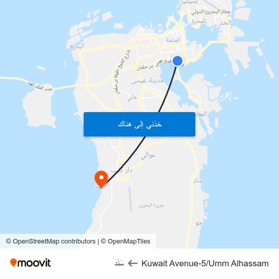 Kuwait Avenue-5/Umm Alhassam to سَنَد map