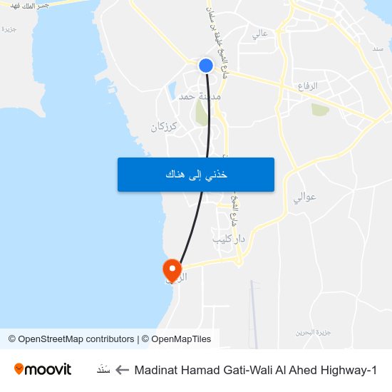 Madinat Hamad Gati-Wali Al Ahed Highway-1 to سَنَد map