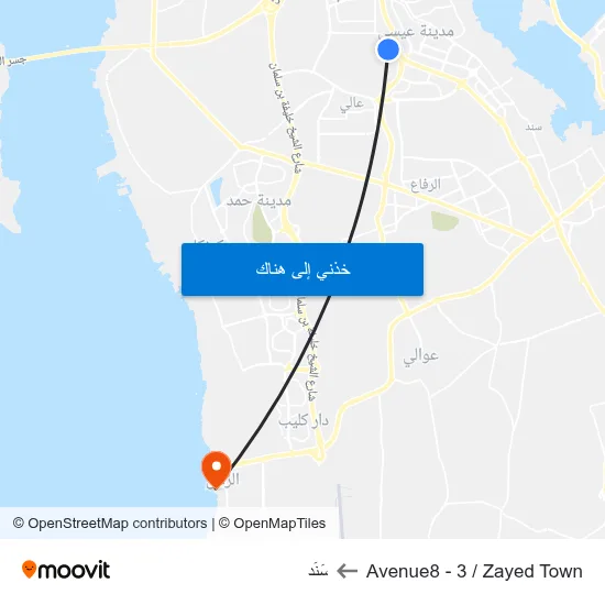 Avenue8 - 3 / Zayed Town to سَنَد map