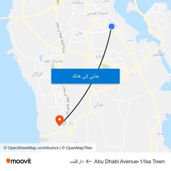 Abu Dhabi Avenue-1/Isa Town to داركليب map