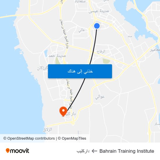 Bahrain Training Institute to داركليب map