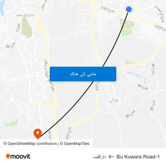 Bu Kuwara Road-1 to داركليب map