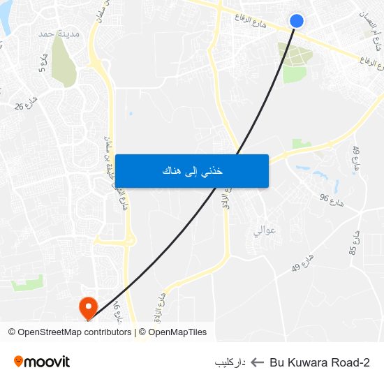 Bu Kuwara Road-2 to داركليب map