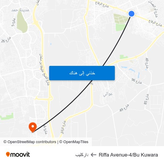 Riffa Avenue-4/Bu Kuwara to داركليب map