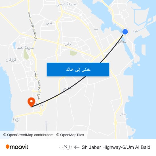 Sh Jaber Highway-6/Um Al Baid to داركليب map