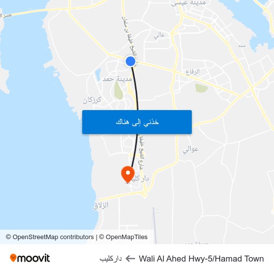 Wali Al Ahed Hwy-5/Hamad Town to داركليب map