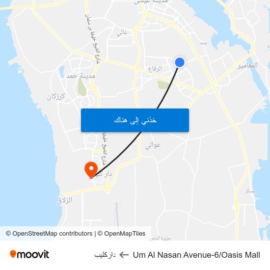 Um Al Nasan Avenue-6/Oasis Mall to داركليب map