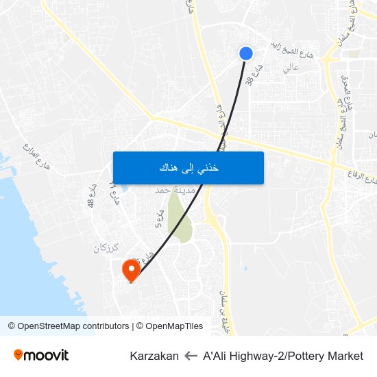 A'Ali Highway-2/Pottery Market to Karzakan map