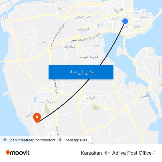 Adliya Post Office-1 to Karzakan map