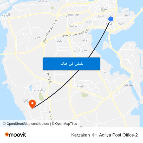 Adliya Post Office-2 to Karzakan map