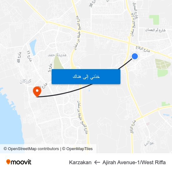 Ajirah Avenue-1/West Riffa to Karzakan map