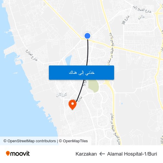 Alamal Hospital-1/Buri to Karzakan map