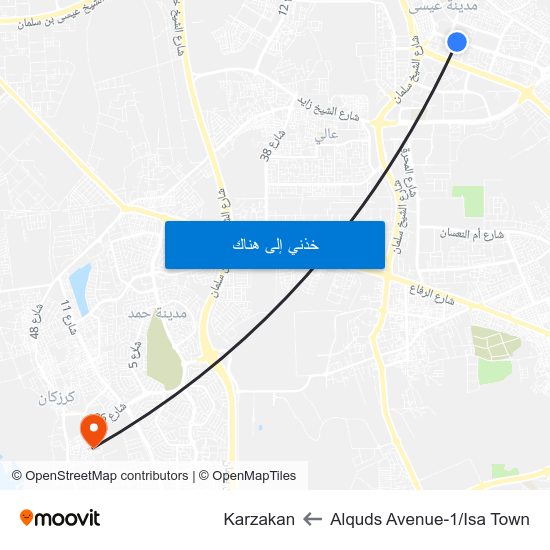 Alquds Avenue-1/Isa Town to Karzakan map