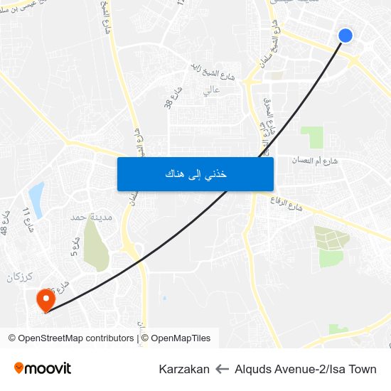 Alquds Avenue-2/Isa Town to Karzakan map