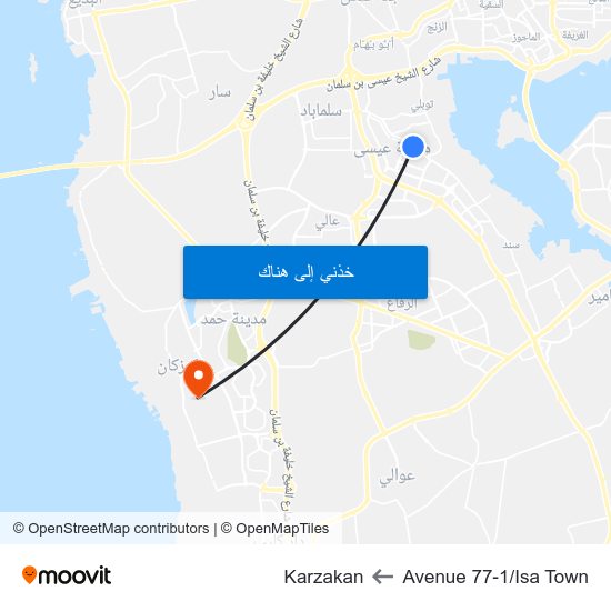 Avenue 77-1/Isa Town to Karzakan map