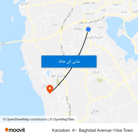 Baghdad Avenue-1/Isa Town to Karzakan map