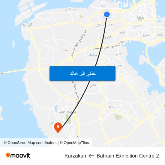 Bahrain Exhibition Centre-2 to Karzakan map