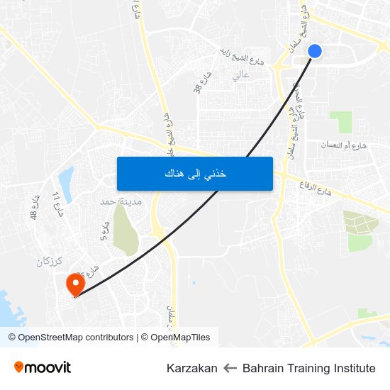 Bahrain Training Institute to Karzakan map