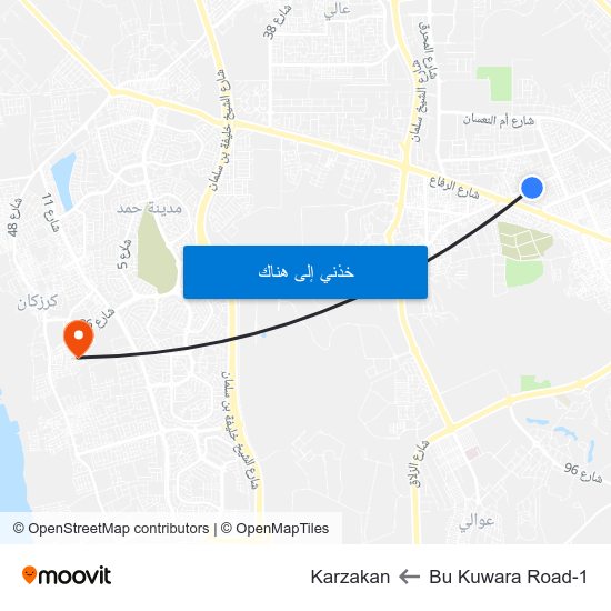 Bu Kuwara Road-1 to Karzakan map
