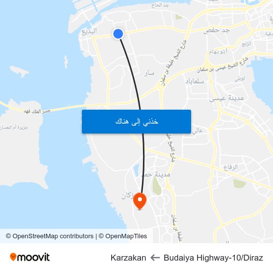 Budaiya Highway-10/Diraz to Karzakan map