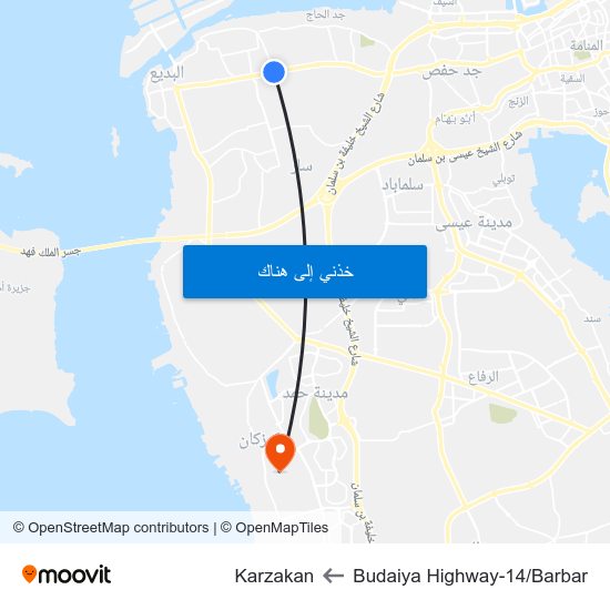 Budaiya Highway-14/Barbar to Karzakan map