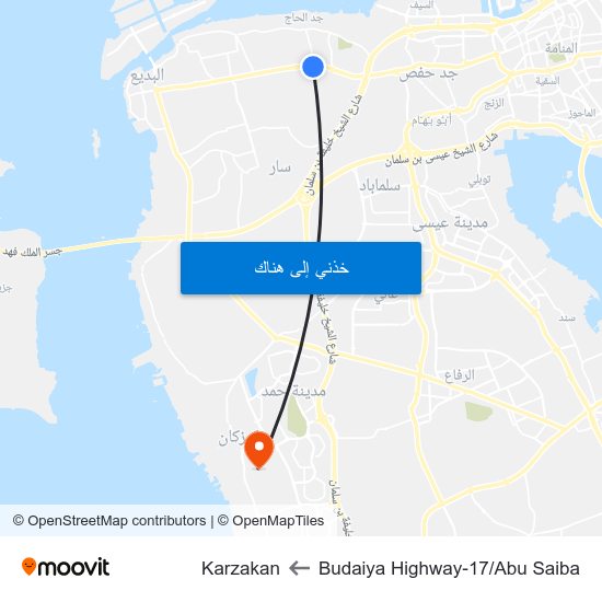 Budaiya Highway-17/Abu Saiba to Karzakan map