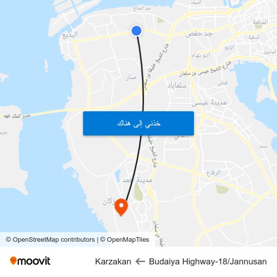 Budaiya Highway-18/Jannusan to Karzakan map