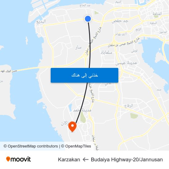 Budaiya Highway-20/Jannusan to Karzakan map