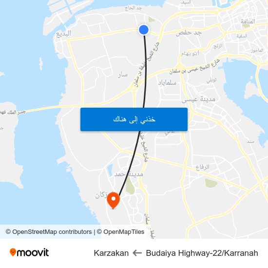 Budaiya Highway-22/Karranah to Karzakan map