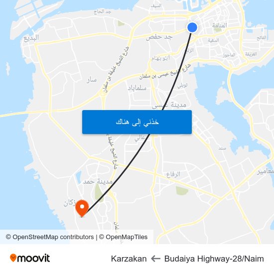 Budaiya Highway-28/Naim to Karzakan map