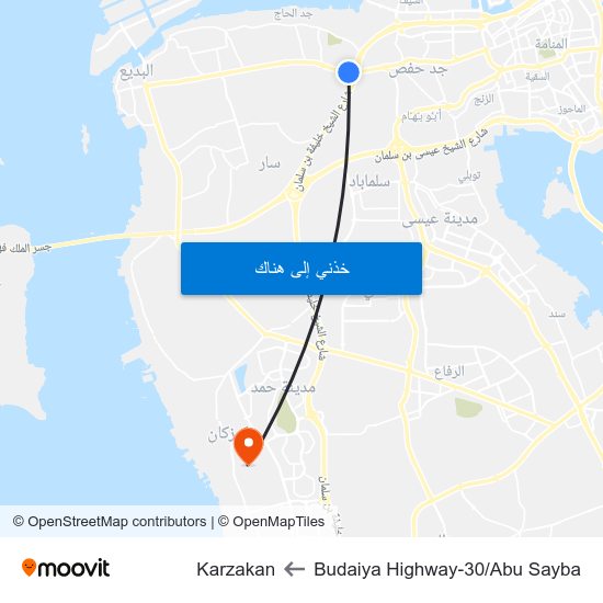 Budaiya Highway-30/Abu Sayba to Karzakan map