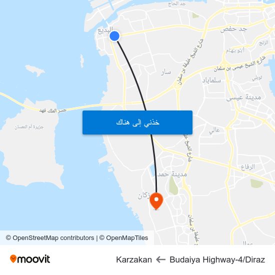 Budaiya Highway-4/Diraz to Karzakan map