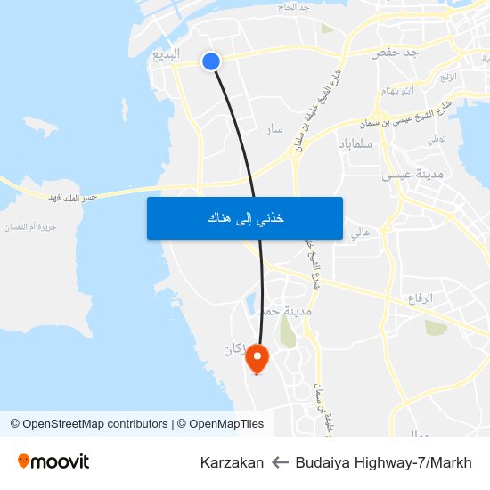 Budaiya Highway-7/Markh to Karzakan map