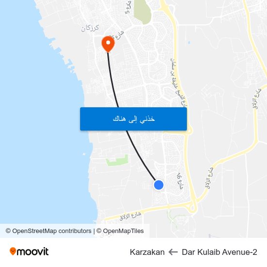 Dar Kulaib Avenue-2 to Karzakan map