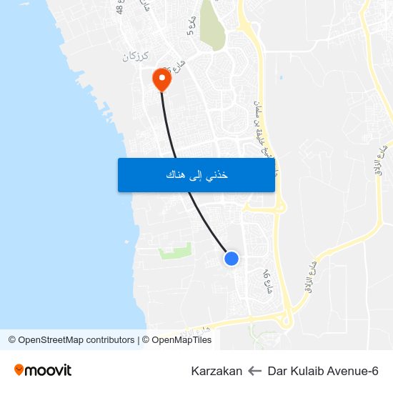 Dar Kulaib Avenue-6 to Karzakan map