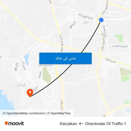 Directorate Of Traffic-1 to Karzakan map