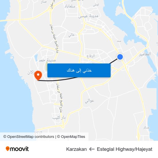 Esteglal Highway/Hajeyat to Karzakan map