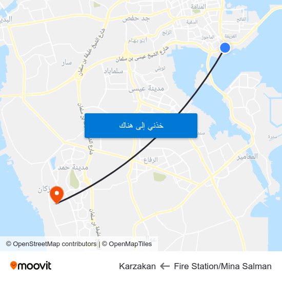 Fire Station/Mina Salman to Karzakan map