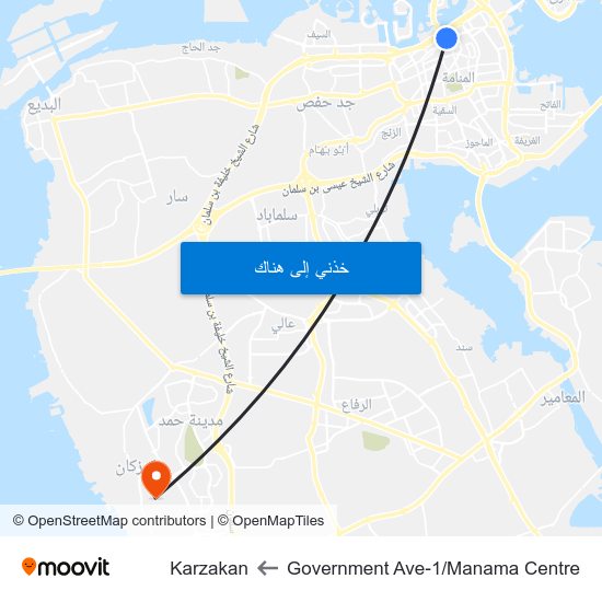Government Ave-1/Manama Centre to Karzakan map