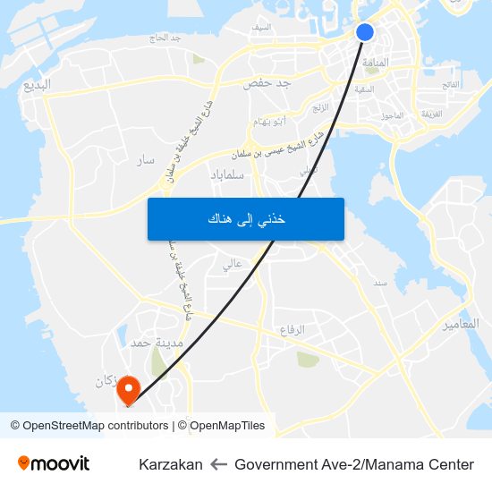 Government Ave-2/Manama Center to Karzakan map