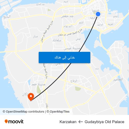 Gudaybiya Old Palace to Karzakan map