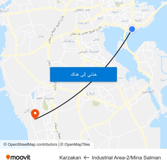 Industrial Area-2/Mina Salman to Karzakan map