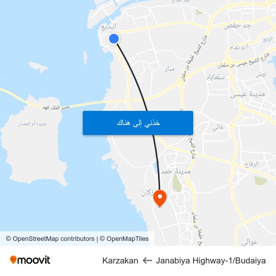 Janabiya Highway-1/Budaiya to Karzakan map