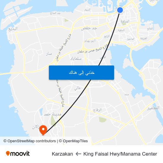 King Faisal Hwy/Manama Center to Karzakan map