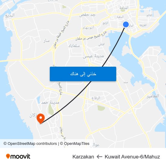 Kuwait Avenue-6/Mahuz to Karzakan map