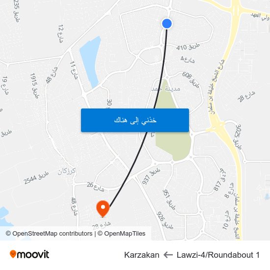 Lawzi-4/Roundabout 1 to Karzakan map