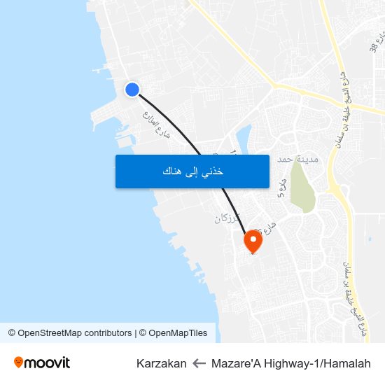 Mazare'A  Highway-1/Hamalah to Karzakan map