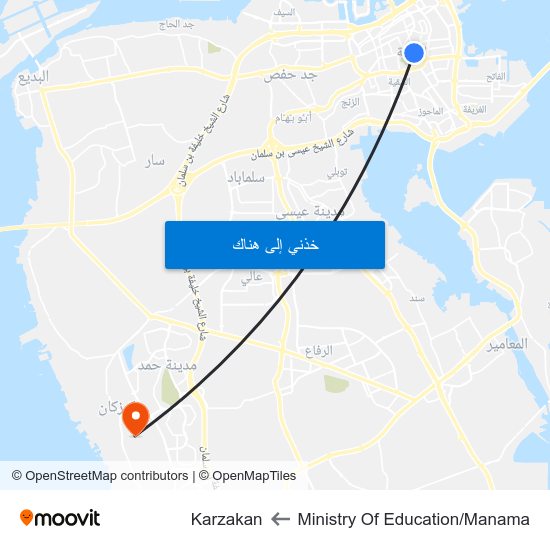 Ministry Of Education/Manama to Karzakan map