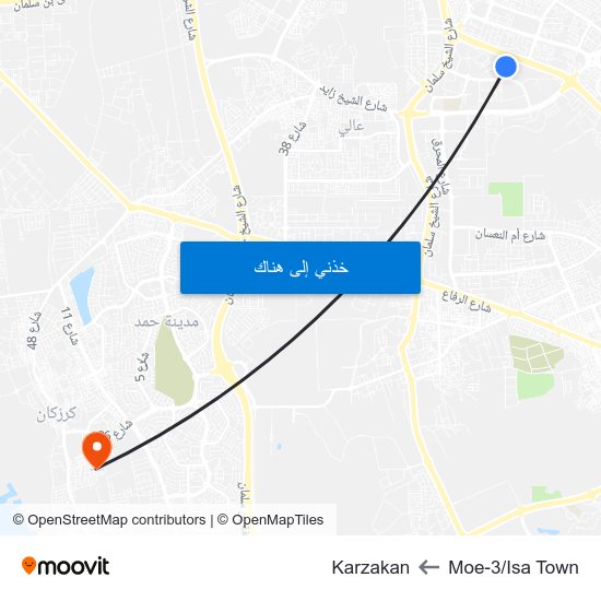 Moe-3/Isa Town to Karzakan map